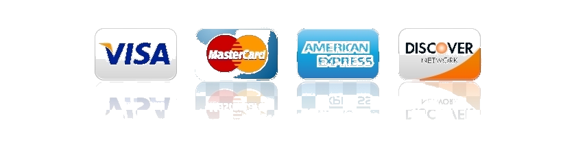 Major credit cards accepted: Visa, MasterCard, American Express, Discover